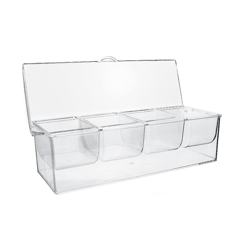 🔥LAST DAY 49% OFF-Ice Chilled Condiment Tray-4 Removable Compartments-Lid-2 Cup Containers