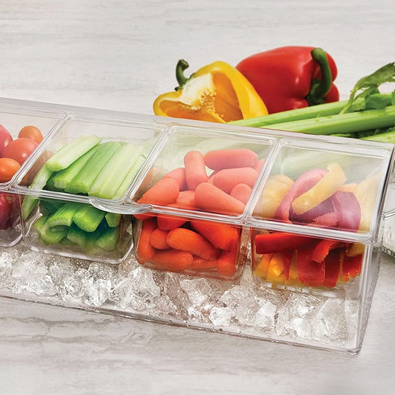 🔥LAST DAY 49% OFF-Ice Chilled Condiment Tray-4 Removable Compartments-Lid-2 Cup Containers